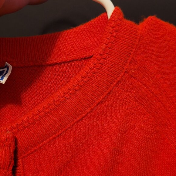 Vintage Red Cardigan Womens Large Pearl Buttons 60s 70s Retro Designers Original - Picture 7 of 8